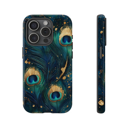 Elegant Peacock Feather Luxe Phone Case for iPhone, Samsung & Google Pixel