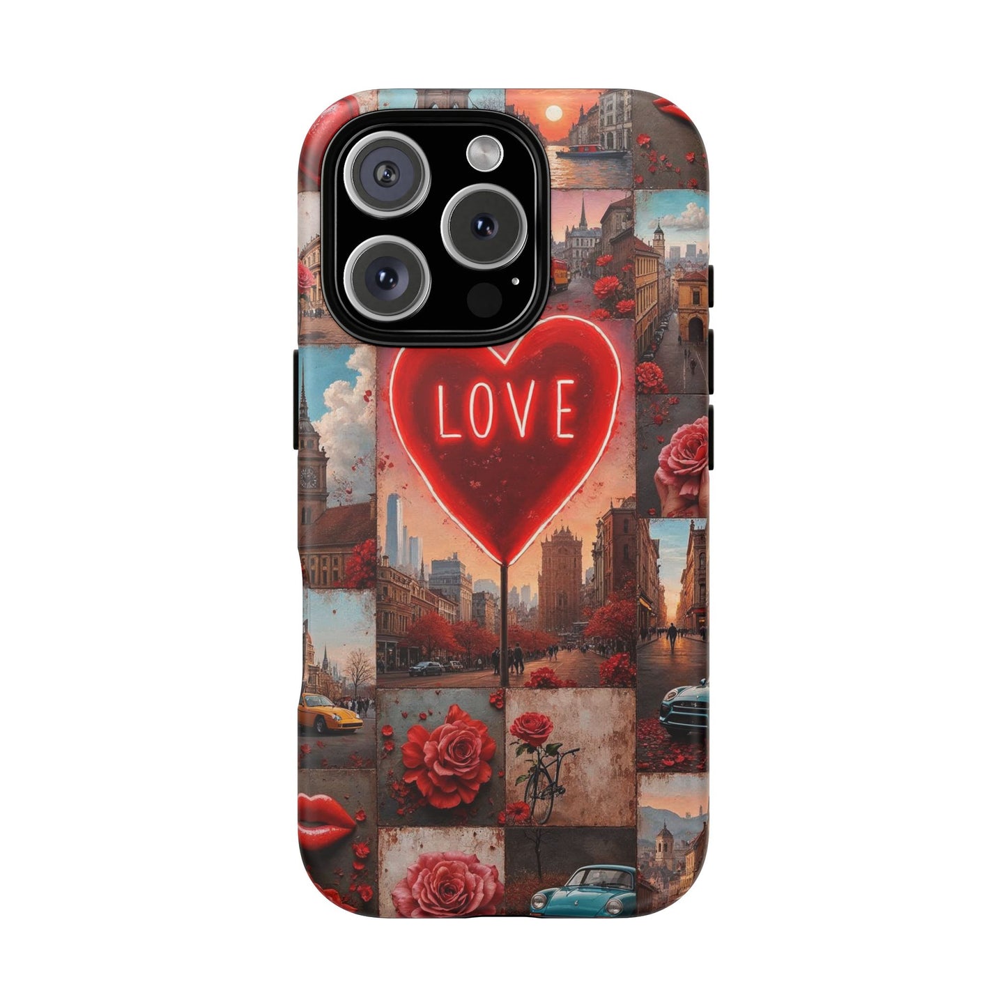 Neon Love Heart & Rose Phone Case