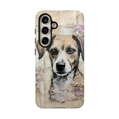 Vintage Collage Dog Portrait Mobile Cover – Artistic Mixed Media Design