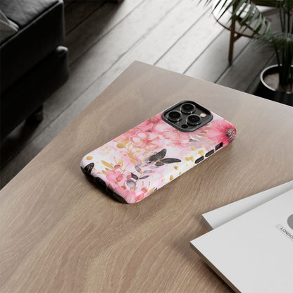 Pink Blossom & Gold Butterfly Mobile Case