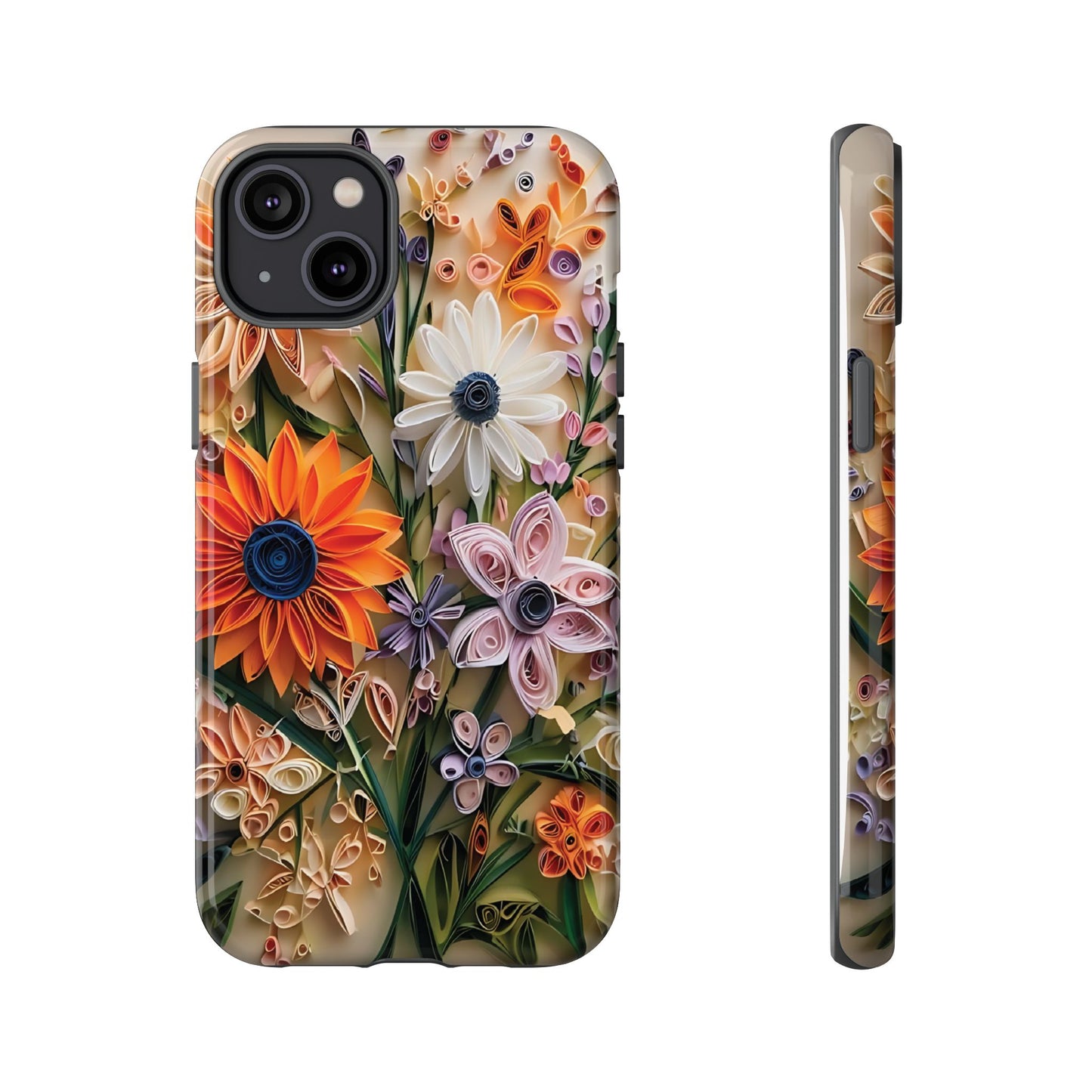 Intricate Quilled Floral Artwork In Vibrant Colors phone case design.