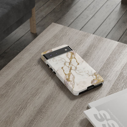 Elegant White and Gold Marble Case Design