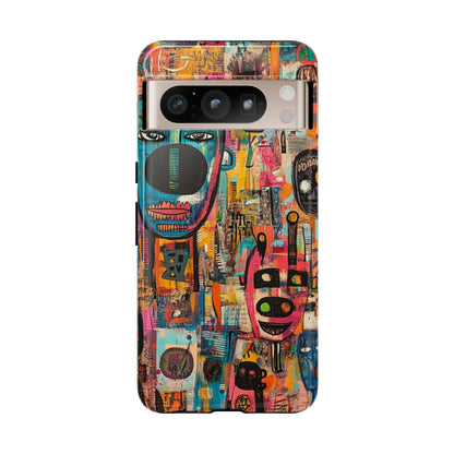 Abstract Basquiat Phone Case – Artistic Phone Protector – Bold, Graffiti-Inspired Street Art Cover - iPhone, Samsung & Google Pixel Cover - Artistic Painting Case, Art Lover Gift