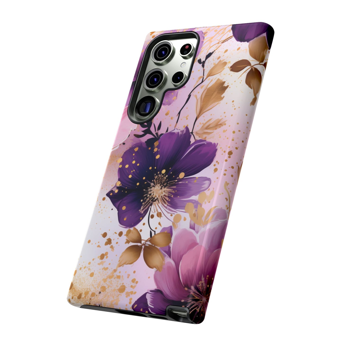 Luxury Purple & Gold Floral Aesthetic Mobile Case
