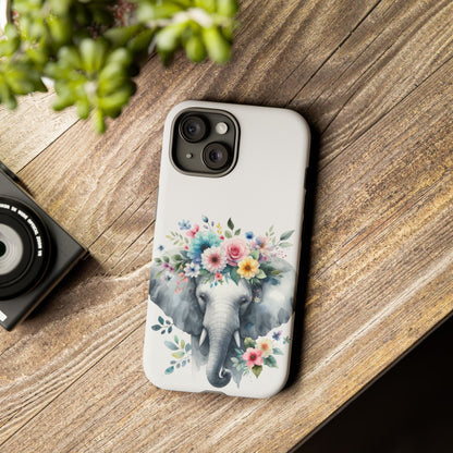 Floral Crown Elephant Mobile Cover – Elegant Watercolor Art