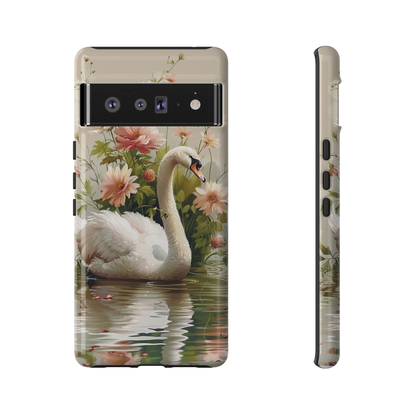 Floral Swan Phone Case – Bird Phone Case, Elegant & Protective for iPhone, Samsung & Google Pixel