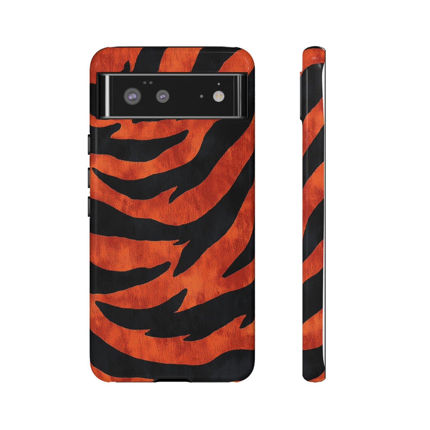 Fiery Orange & Black Tiger Stripes Phone Case for iPhone, Samsung & Google Pixel