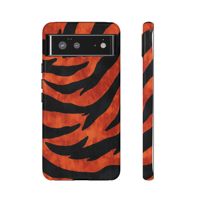 Fiery Orange & Black Tiger Stripes Phone Case for iPhone, Samsung & Google Pixel