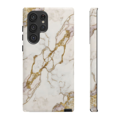 Elegant White and Gold Marble Case Design