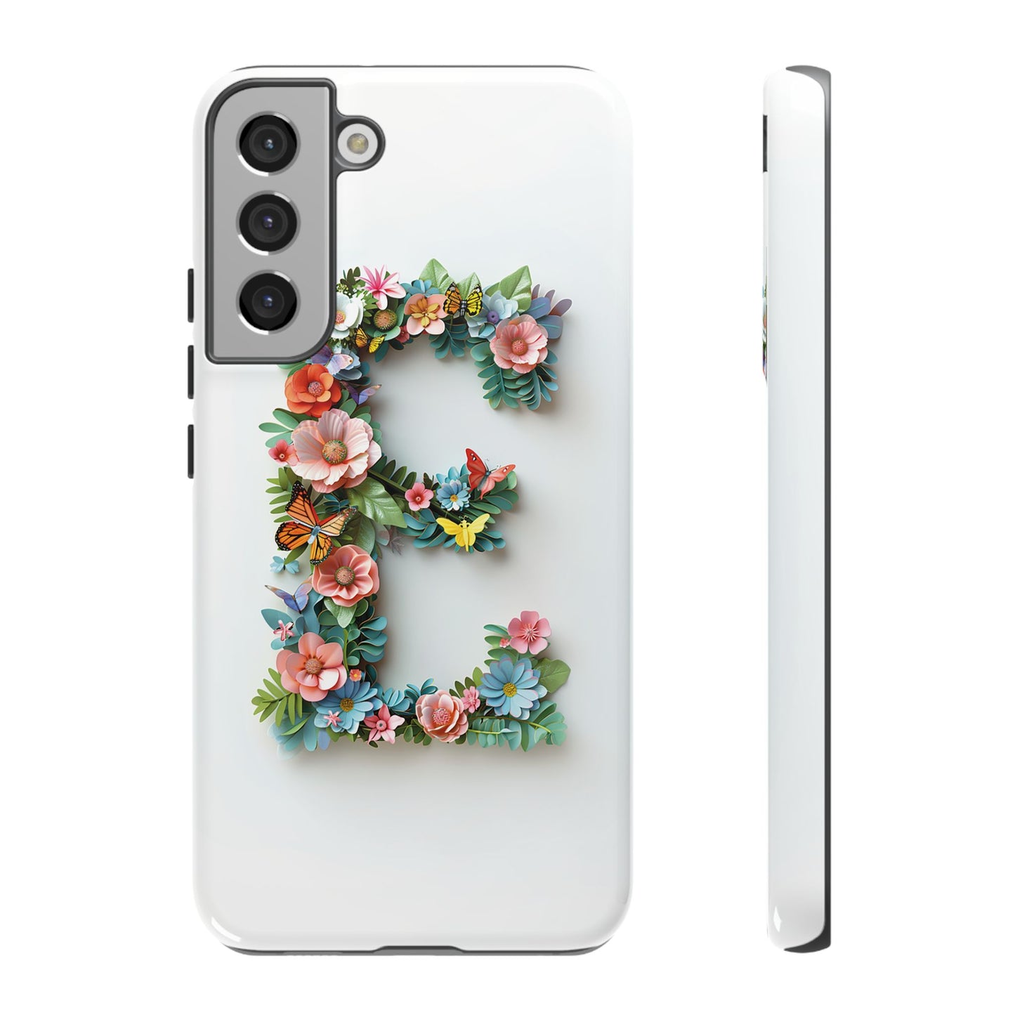 Floral Letter E Phone Case – Personalized Aesthetic Cover for iPhone, Samsung & Google Pixel