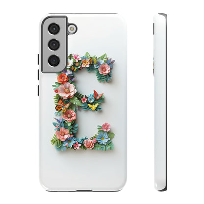 Floral Letter E Phone Case – Personalized Aesthetic Cover for iPhone, Samsung & Google Pixel