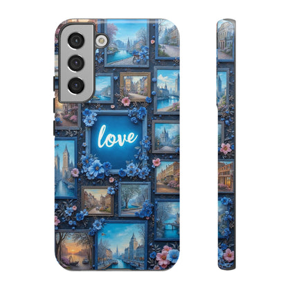 Blue Floral Love Frame Phone Case