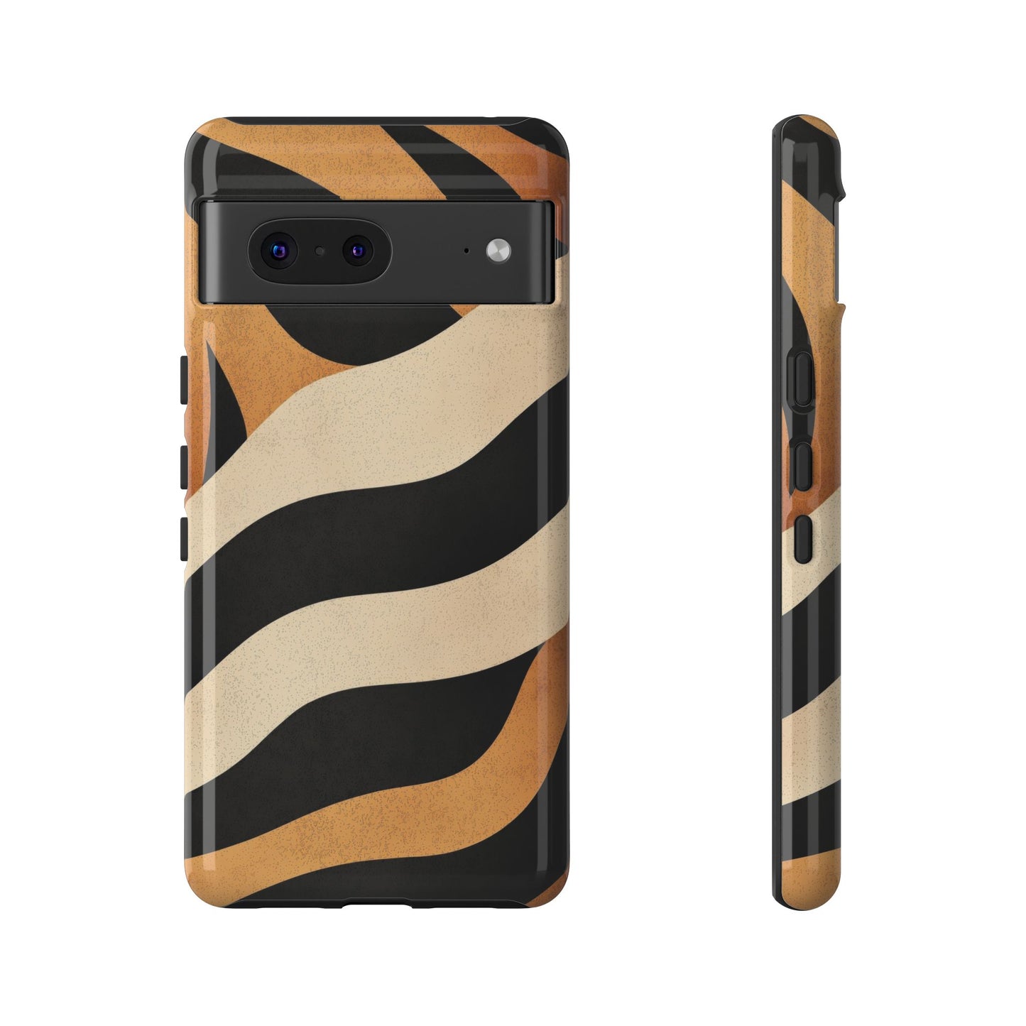Bold Tiger Stripes Phone Case – Black, Orange & Cream Perfect for iPhone, Samsung & Google Pixel