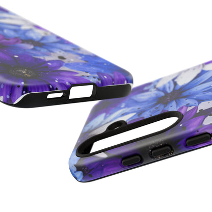 Blue & Purple Floral Splash Mobile Cover – Elegant Artistic Flowers