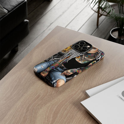 Sunflower Biker Queen – Bohemian Tattooed Rebel Mobile Cover
