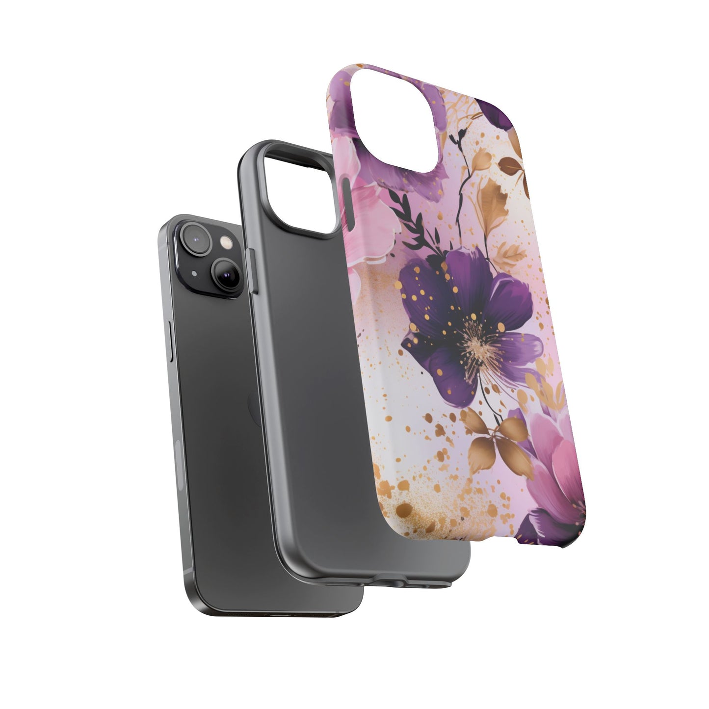 Luxury Purple & Gold Floral Aesthetic Mobile Case