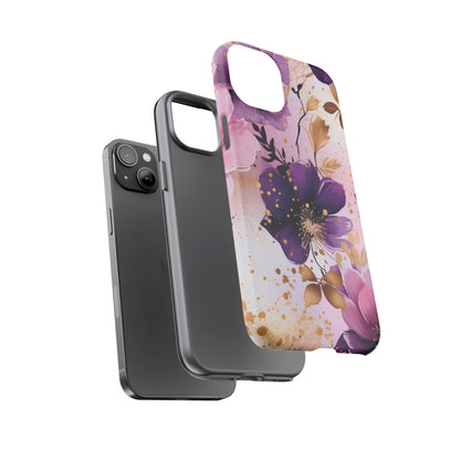 Luxury Purple & Gold Floral Aesthetic Mobile Case