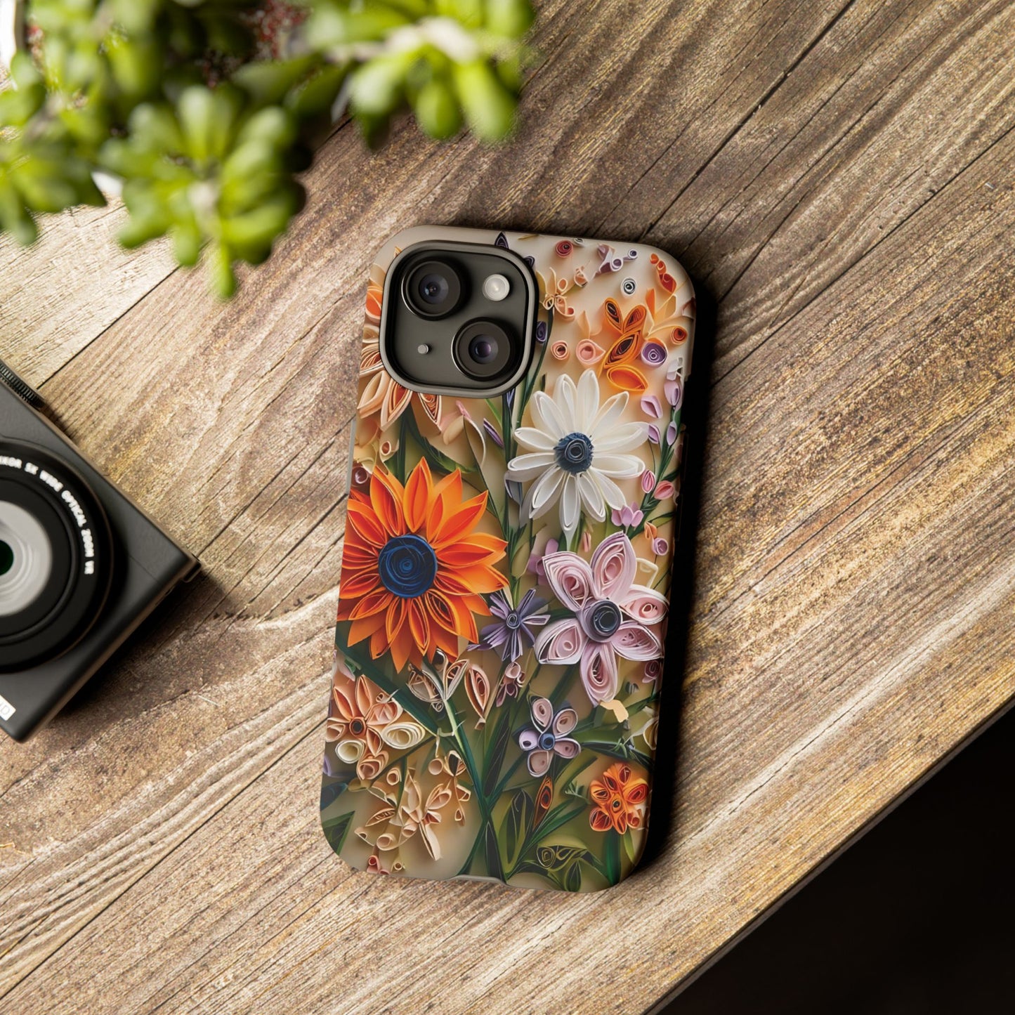 Intricate Quilled Floral Artwork In Vibrant Colors phone case design.