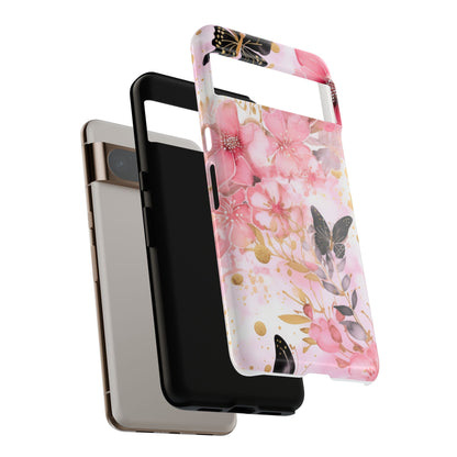 Pink Blossom & Gold Butterfly Mobile Case