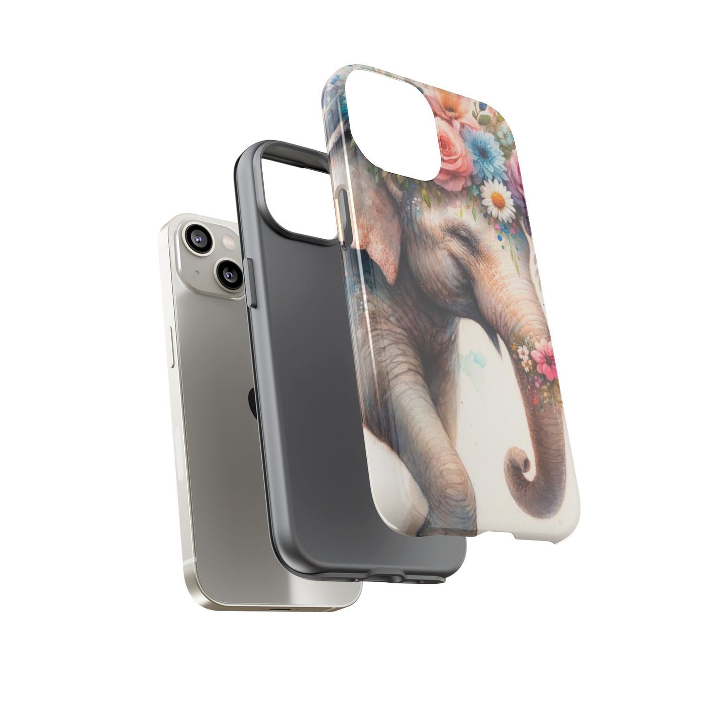 Joyful Floral Elephant Mobile Cover – Whimsical Watercolor Art