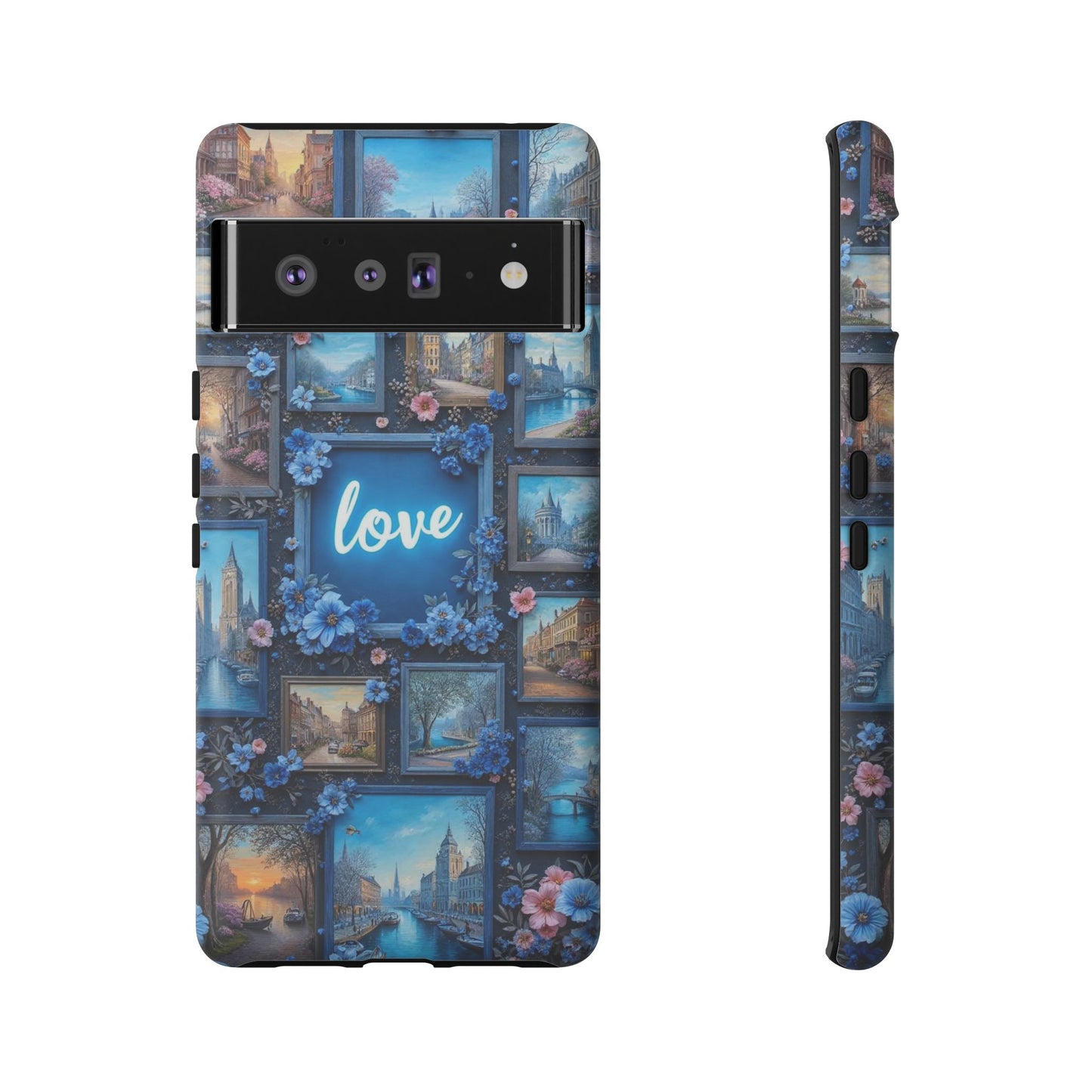 Blue Floral Love Frame Phone Case