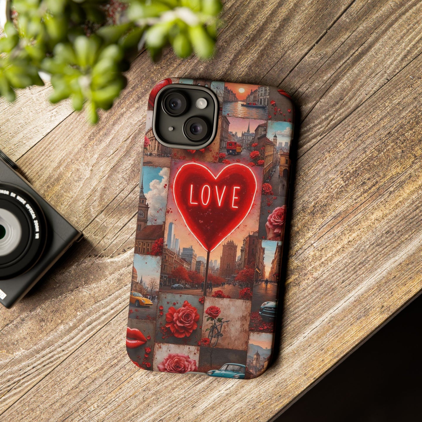 Neon Love Heart & Rose Phone Case