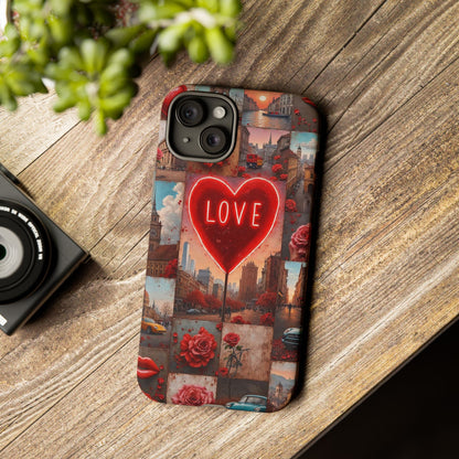 Neon Love Heart & Rose Phone Case