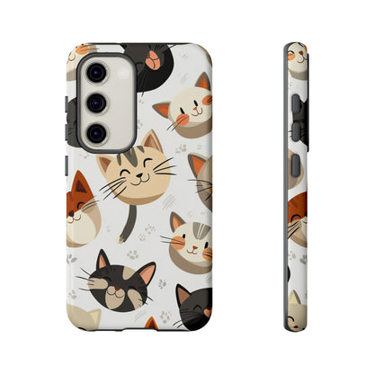 Cute Cat Faces Phone Case – Kawaii Anime Style for iPhone, Samsung & Google Pixel, Fun and Playful Cat Design