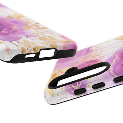 Elegant Purple-Gold Watercolor Rose Mobile Case
