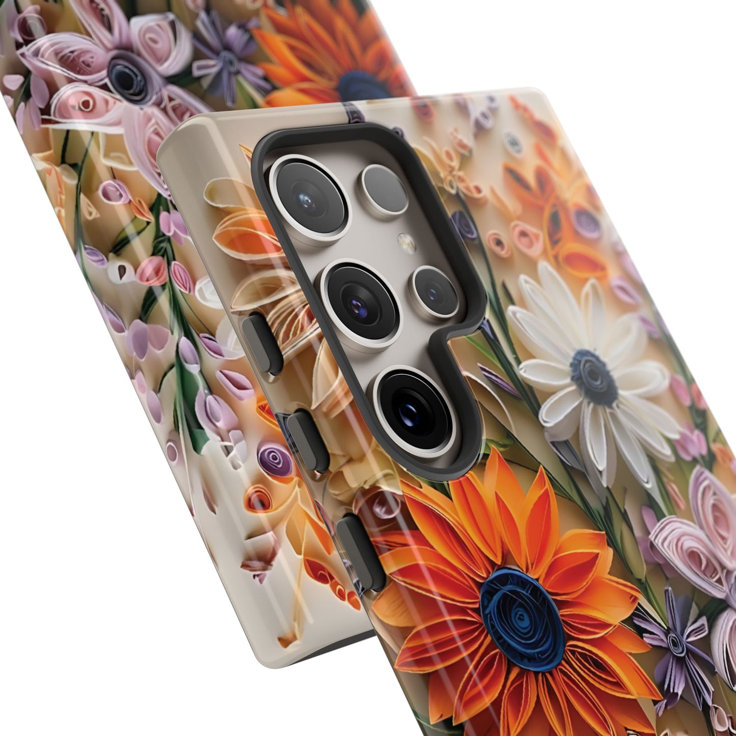 Intricate Quilled Floral Artwork In Vibrant Colors phone case design.