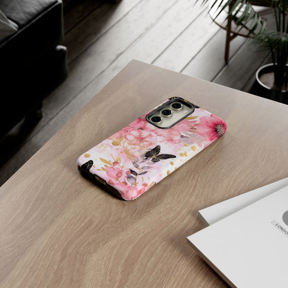 Pink Blossom & Gold Butterfly Mobile Case