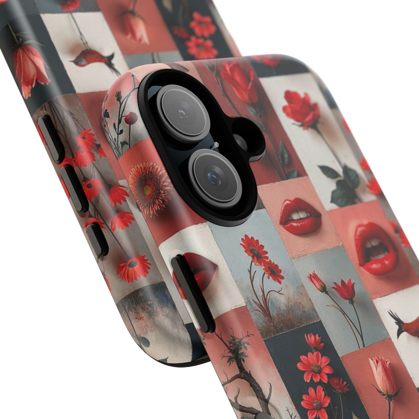 Red Flowers & Lips Collage Phone Case