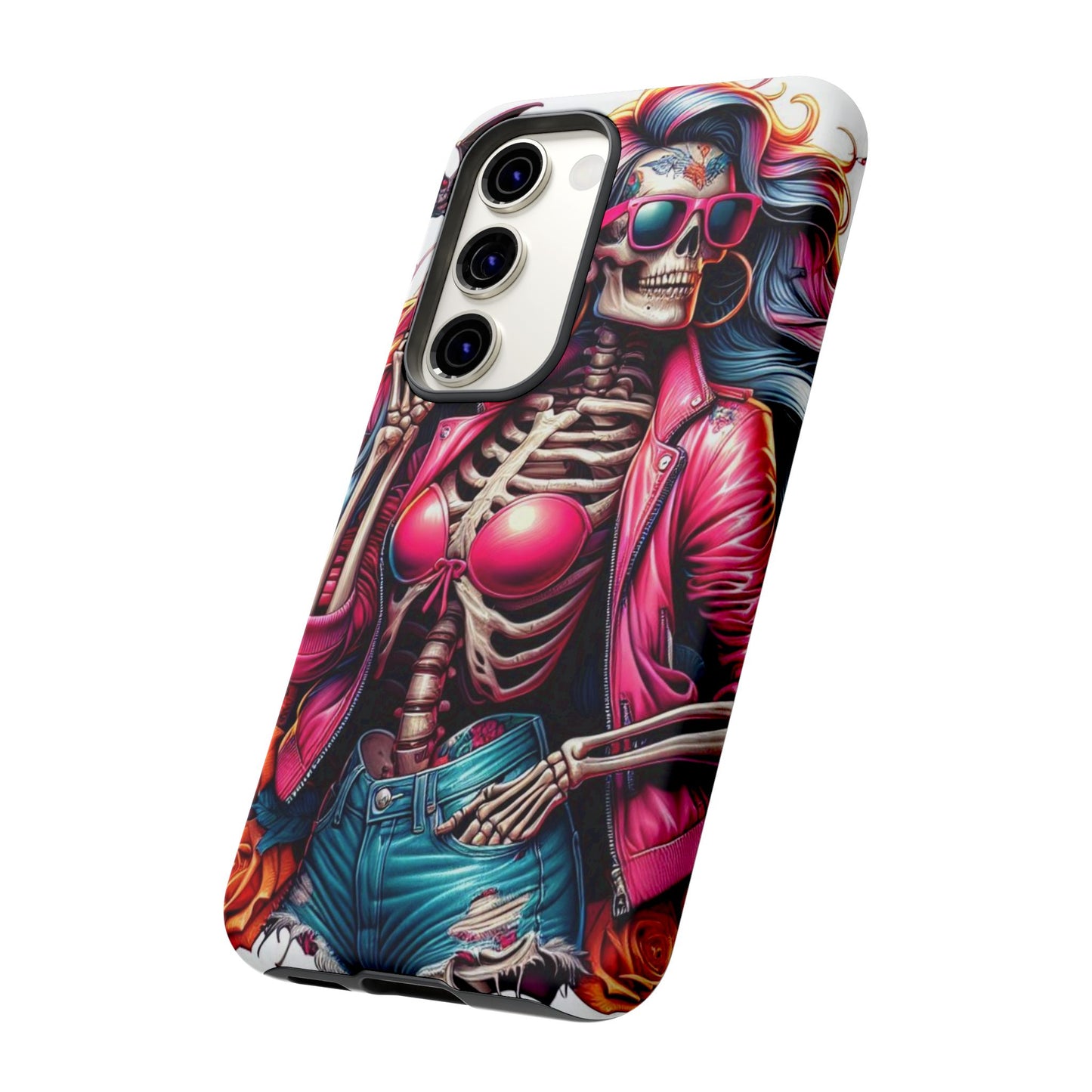Neon Bones – Retro Skeleton & Vibrant Punk Aesthetic Mobile Cover