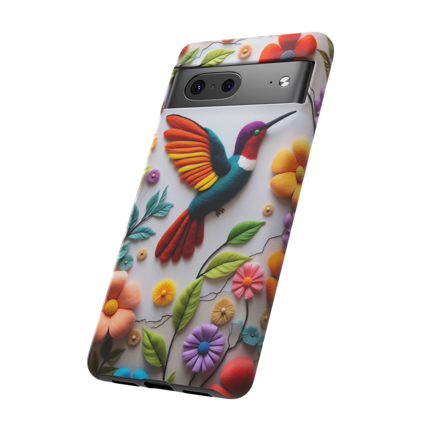 Embroidered Hummingbird with Floral Design | Nature's Elegant Stitch | iPhone 16 Pro