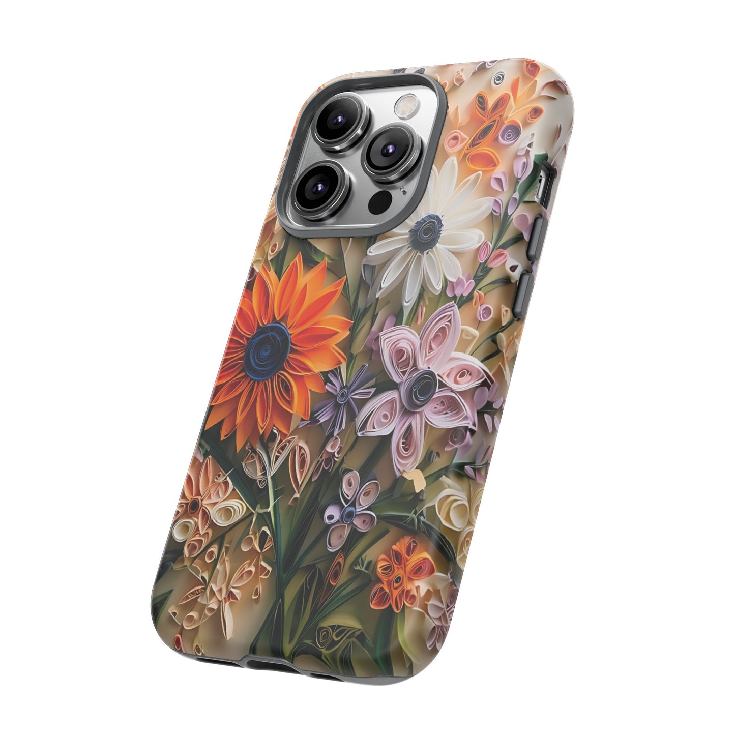 Intricate Quilled Floral Artwork In Vibrant Colors phone case design.