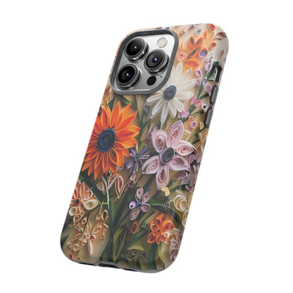 Intricate Quilled Floral Artwork In Vibrant Colors phone case design.