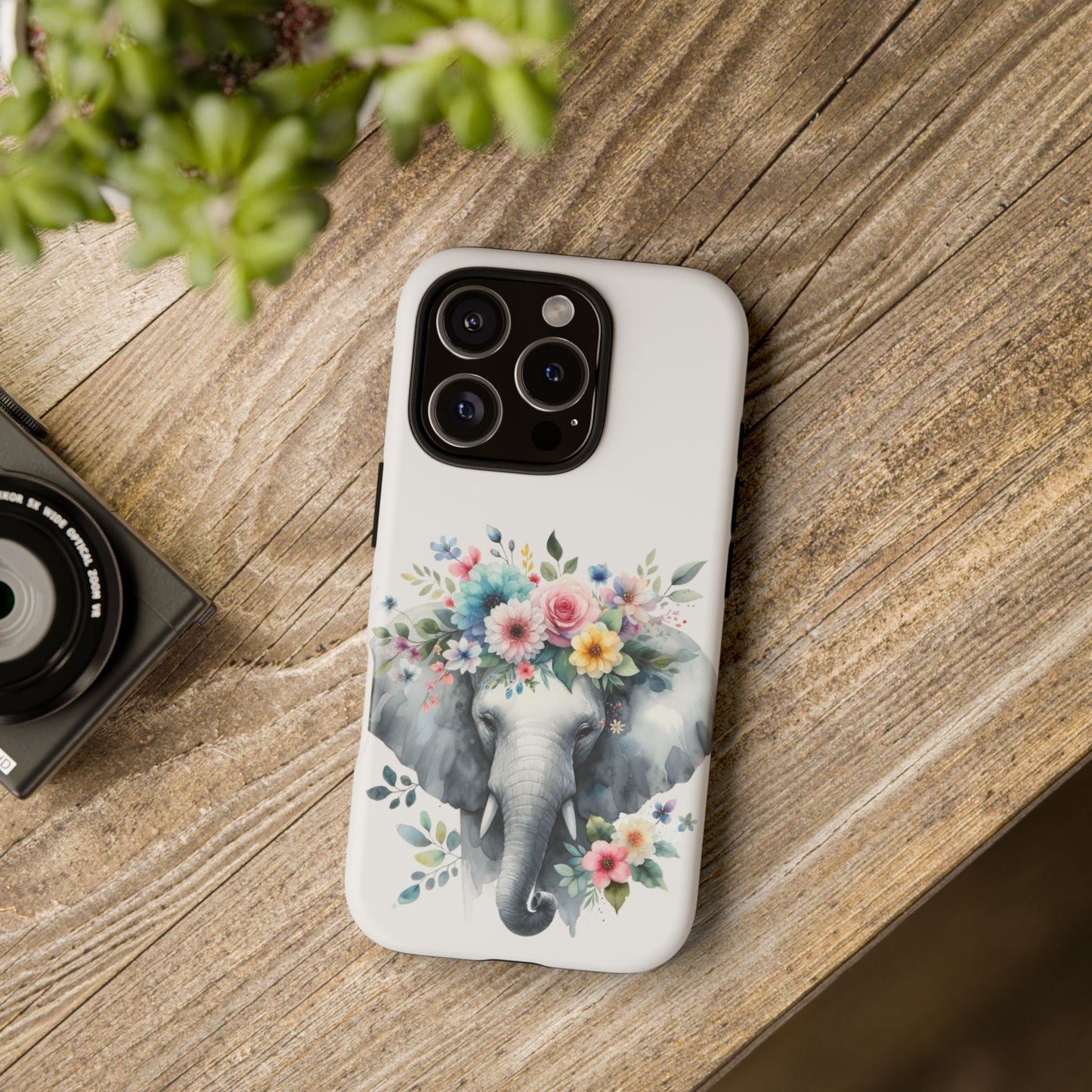 Floral Crown Elephant Mobile Cover – Elegant Watercolor Art