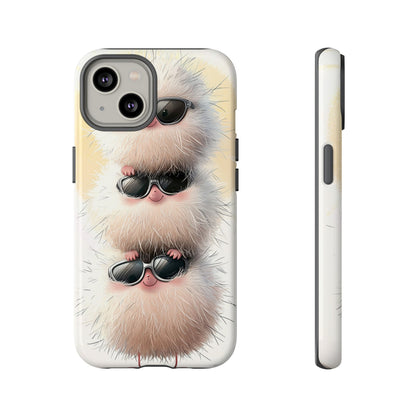Fluffy Stack Anime Phone Case – Cute Furry Creatures with Sunglasses, Kawaii Aesthetic Design for iPhone, Samsung & Google Pixel
