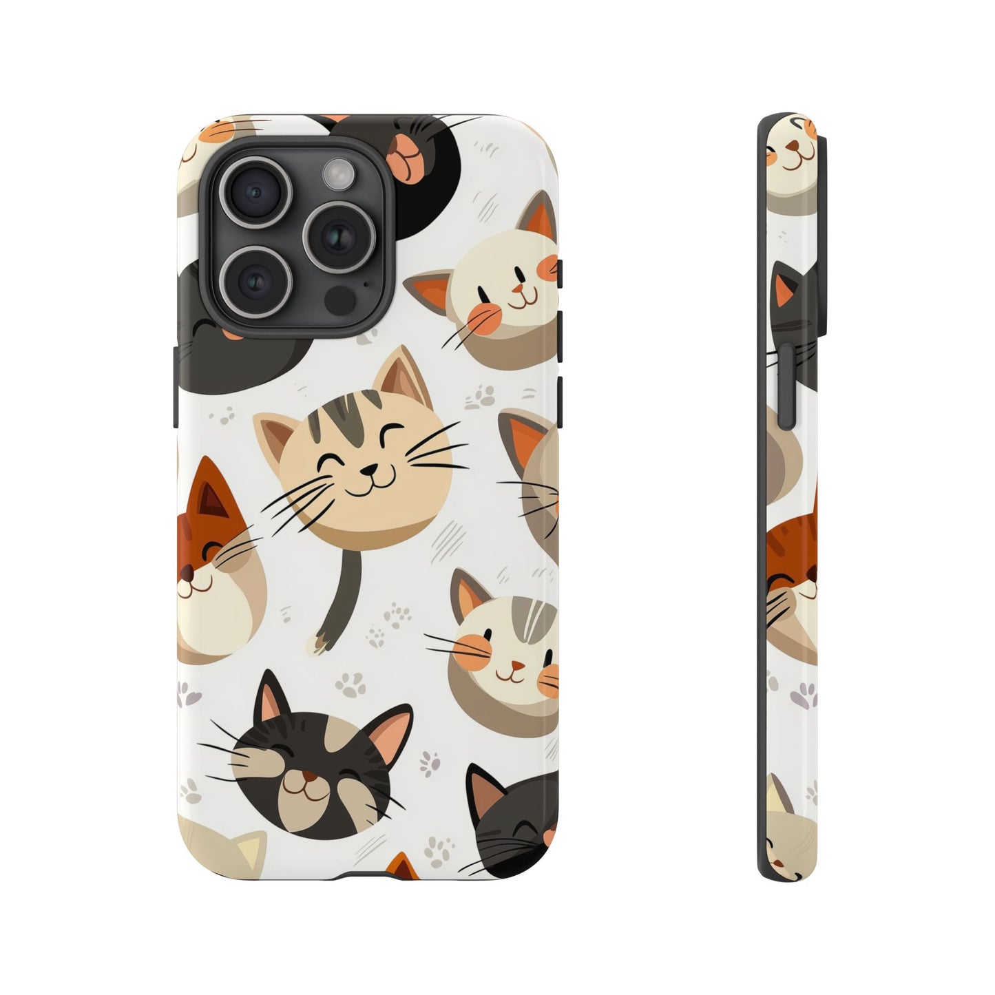 Cute Cat Faces Phone Case – Kawaii Anime Style for iPhone, Samsung & Google Pixel, Fun and Playful Cat Design