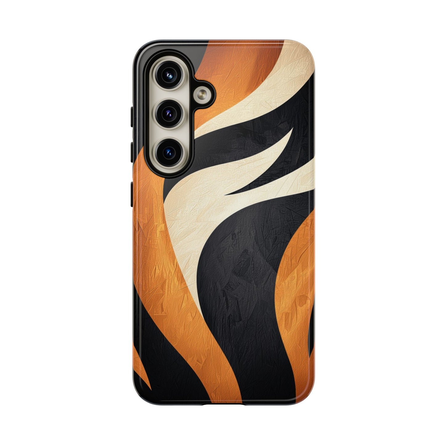 Bold Tiger Stripes Phone Case – Black, Orange & Cream for iPhone, Samsung & Google Pixel