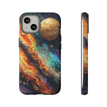 Cosmic Abstract Artwork With Dynamic Swirling Fluid Patterns phone case design.