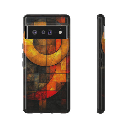 Inferno Spiral – Geometric Stained Glass Art Phone Case for iPhone, Samsung & Pixel