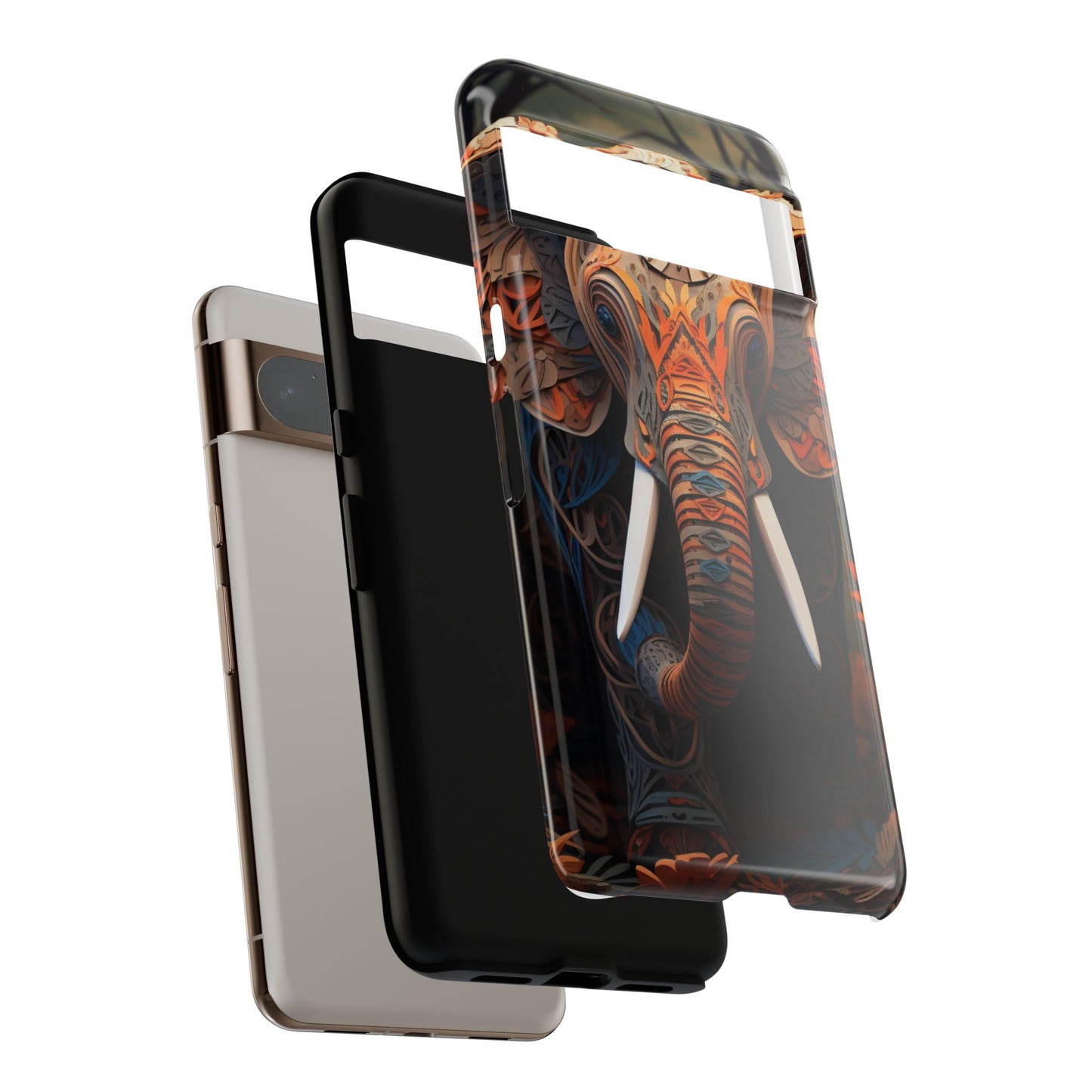 Elegant Artistic Elephant Mobile Cover – Intricate Paper-Cut Design
