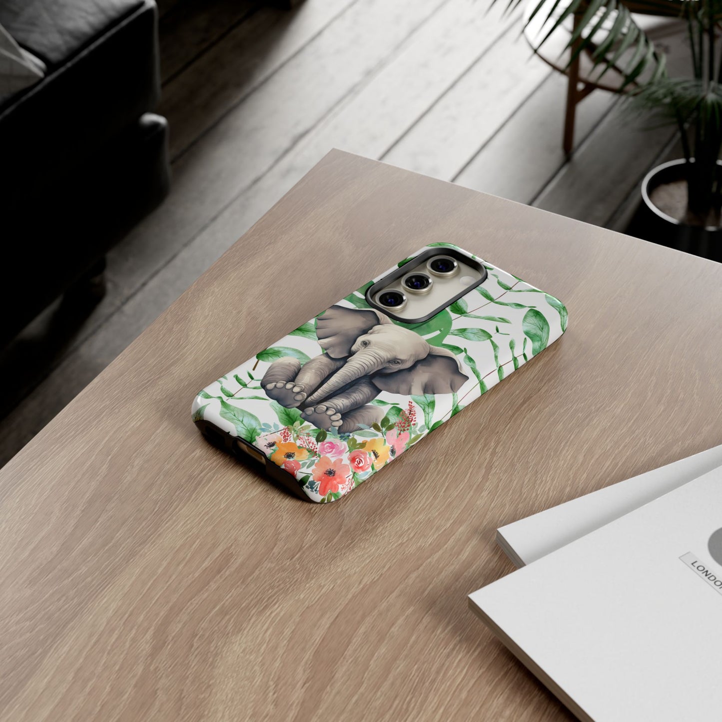 Cute Baby Elephant Mobile Cover – Floral & Tropical Aesthetic