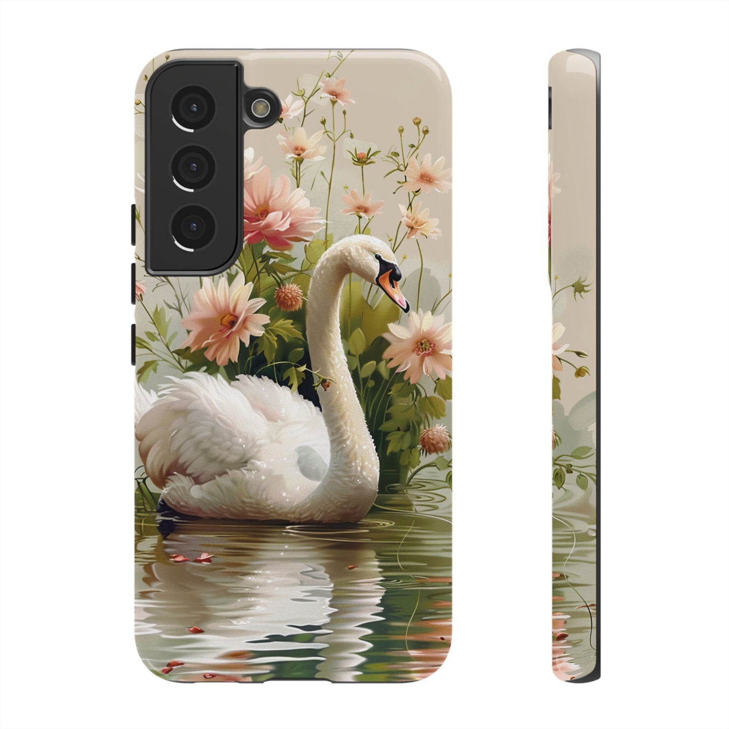 Floral Swan Phone Case – Bird Phone Case, Elegant & Protective for iPhone, Samsung & Google Pixel