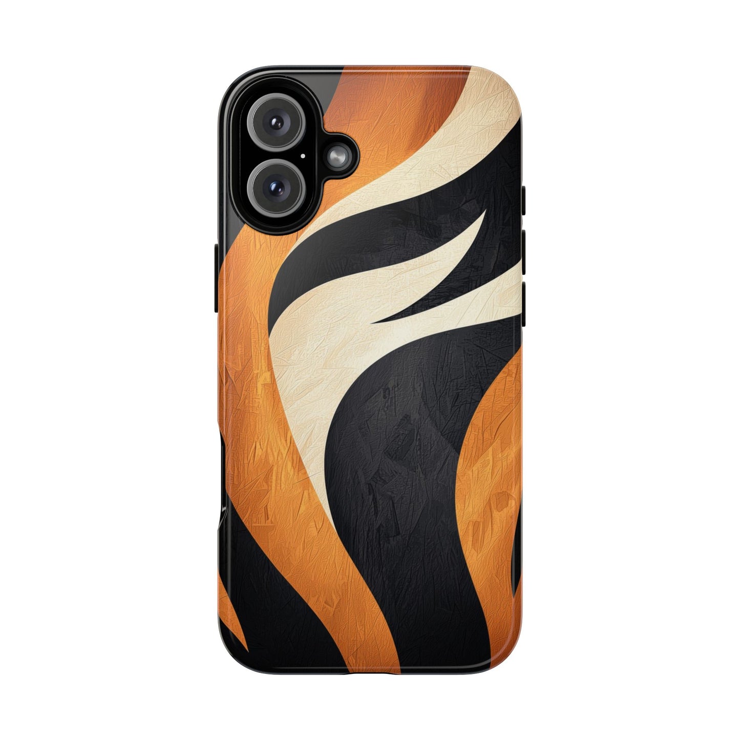 Bold Tiger Stripes Phone Case – Black, Orange & Cream for iPhone, Samsung & Google Pixel