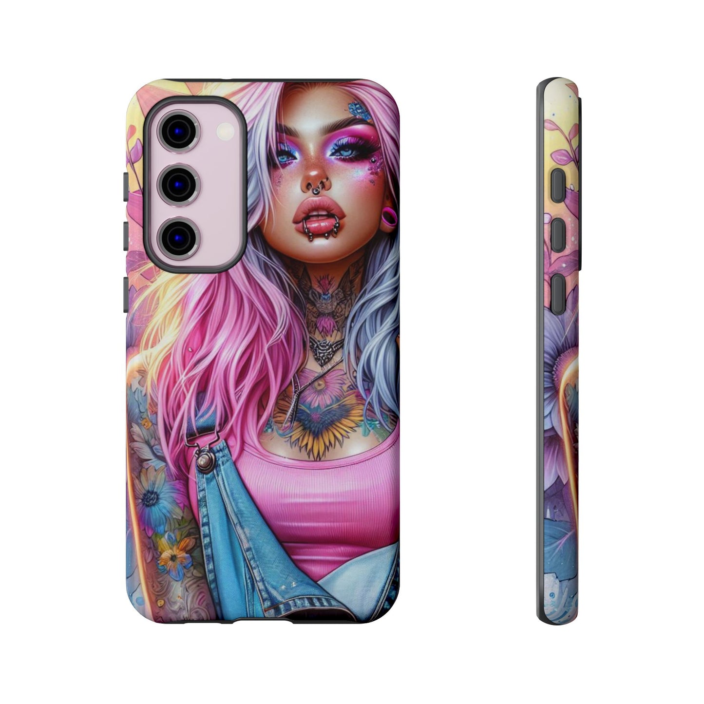 Sunset Glow – Pastel Punk & Floral Ink Mobile Cover