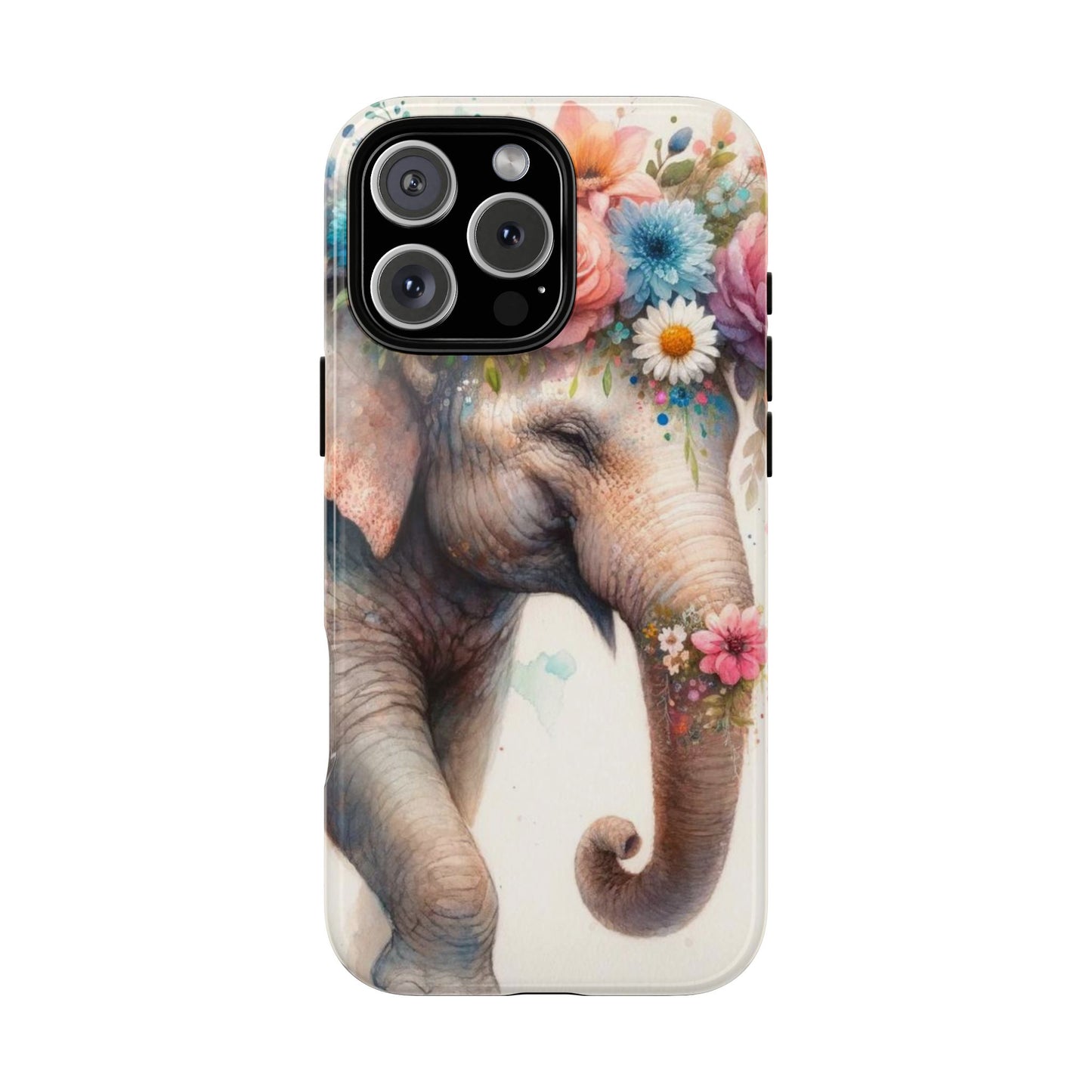 Joyful Floral Elephant Mobile Cover – Whimsical Watercolor Art