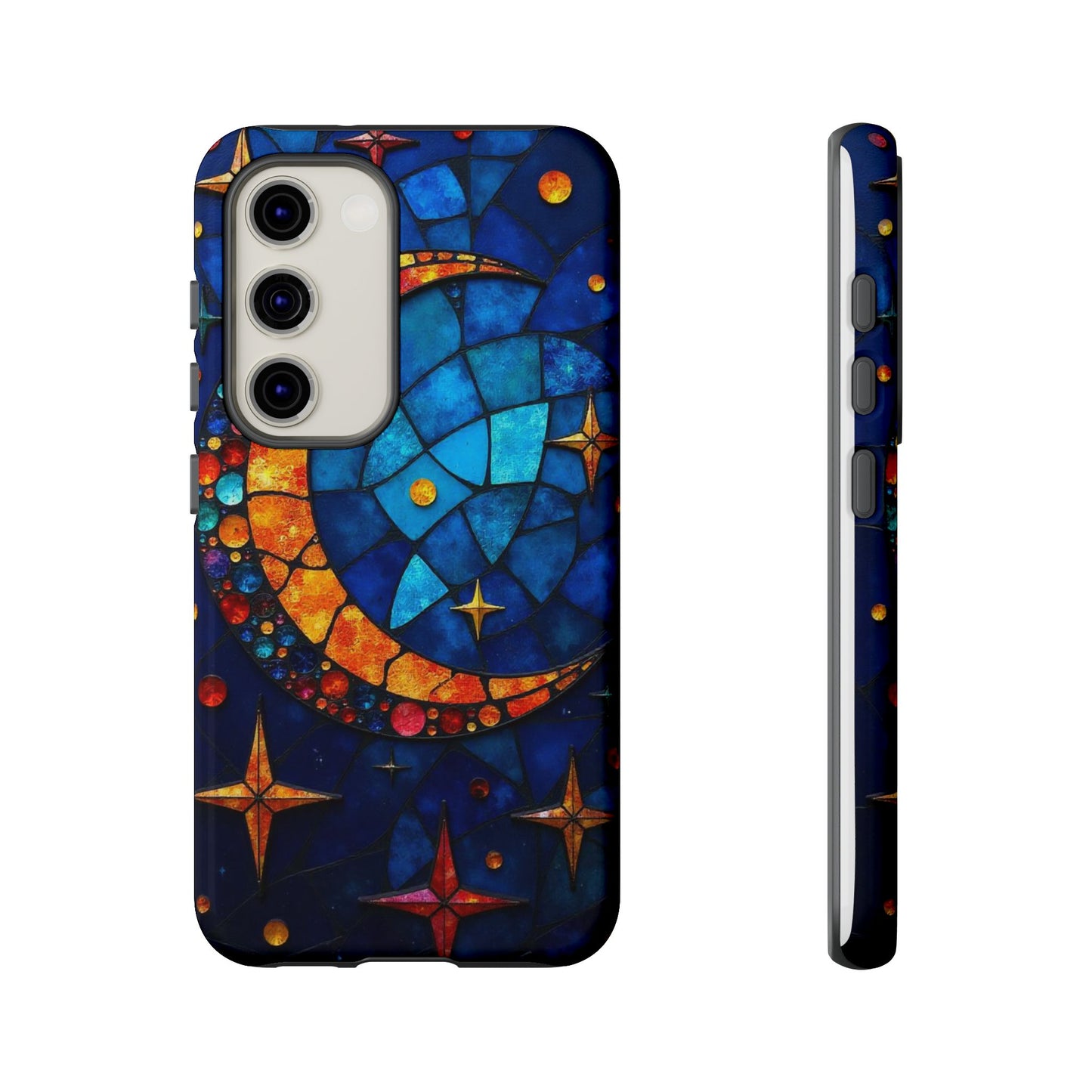 Celestial Crescent: Moon and Stars in Color