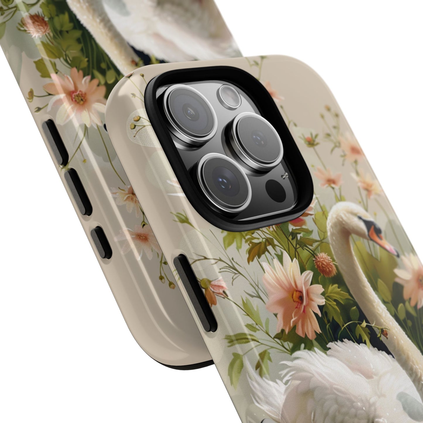 Floral Swan Phone Case – Bird Phone Case, Elegant & Protective for iPhone, Samsung & Google Pixel
